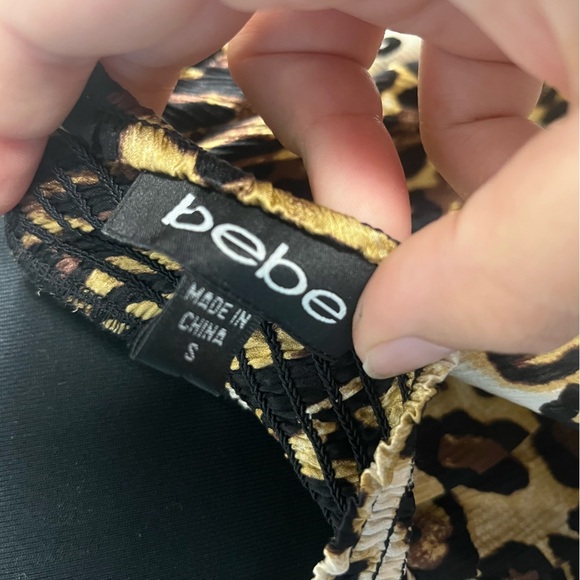 Y2k Bebe Halter leopard print 100% silk sleeveless top with ruched waist small - Picture 4 of 6